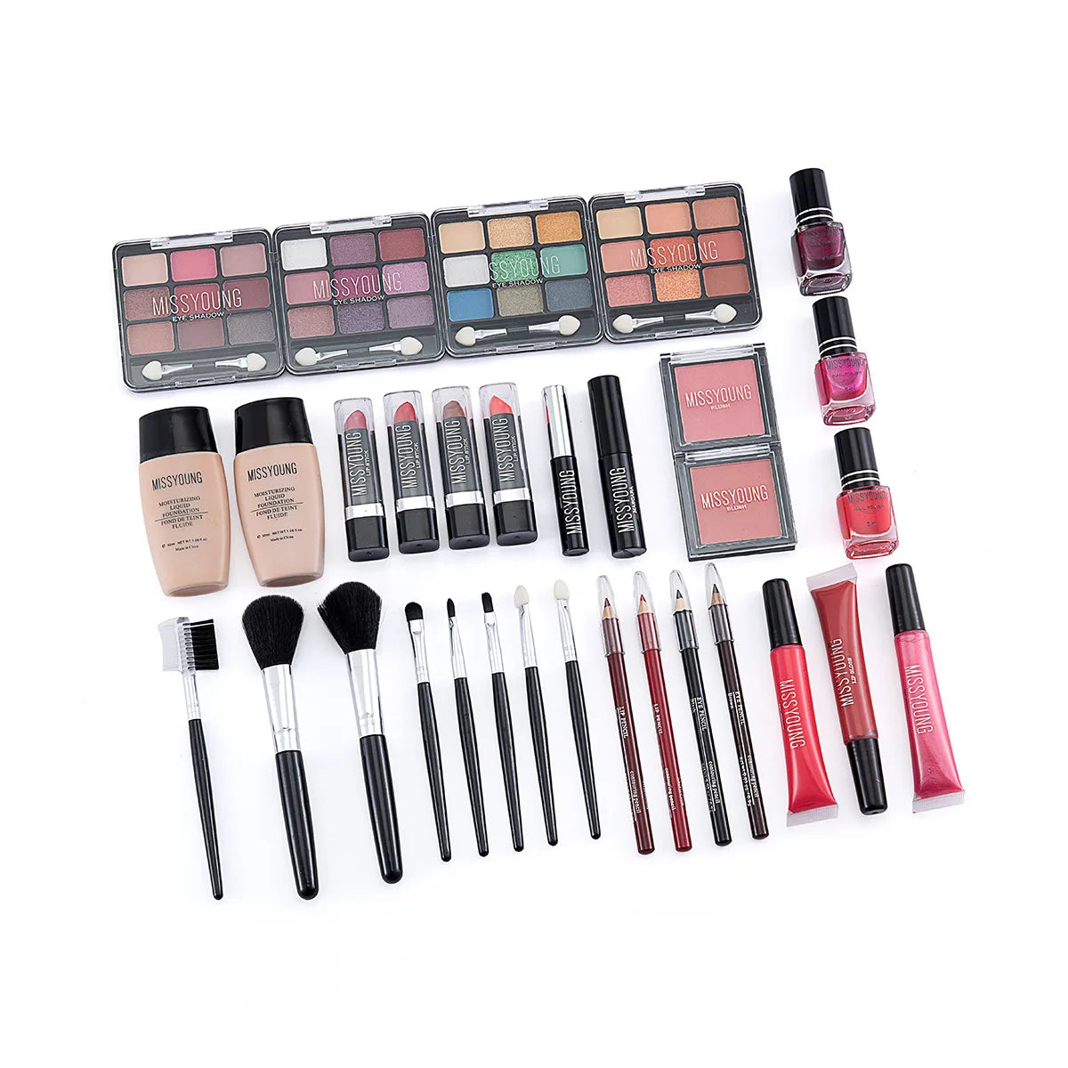 Makeup Gift Set for Women Full Kit Eyeshadow Eye Shadow Palette Foundation Lip Gloss Lipliner Blush Brush Multifun Make Up Tool