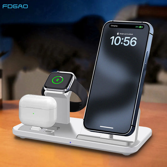 3 in 1 Wireless Charger For iPhone 15/Pro/Pro Max/Plus Charger Fast Charging Station for iWatch 9 8 7 6 5 4 3 2 Airpods 2 3 Pro