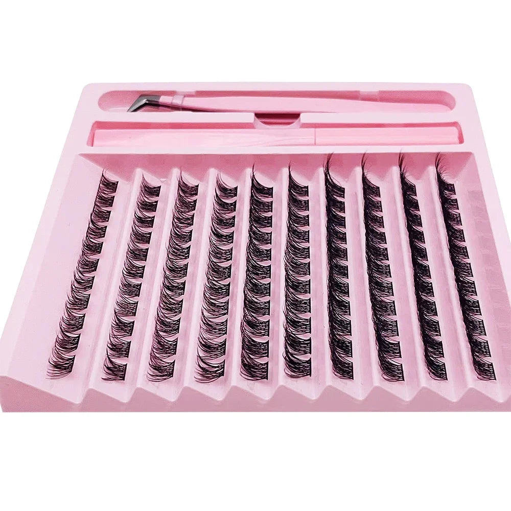 DIY Lash Clusters Extension Kit 110 Clusters  Bond Individual Lashes Kit Cluster Lashes Wispy D Curling False Eyelash Clusters
