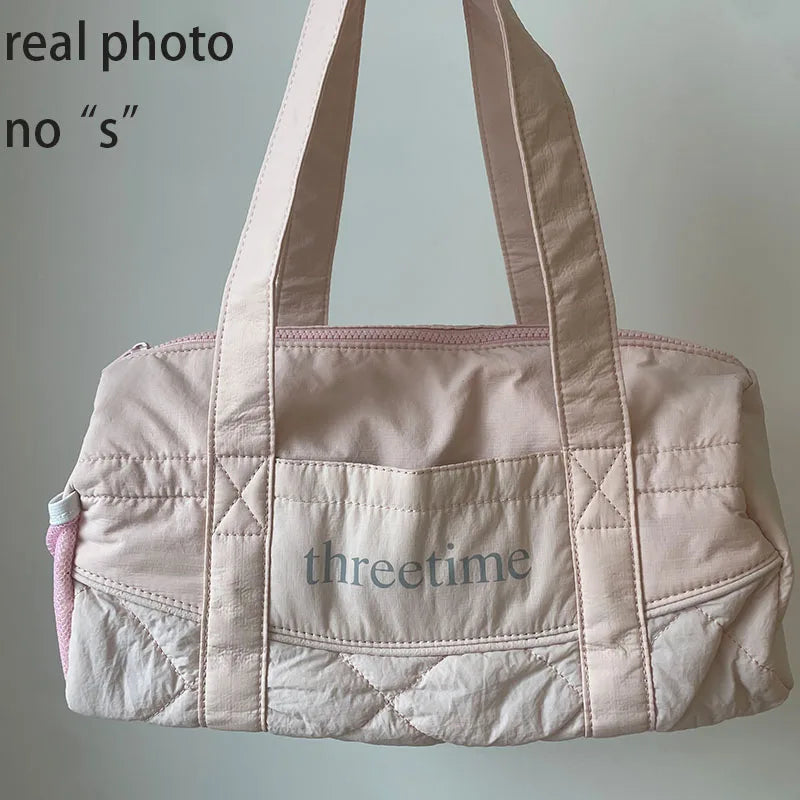 Women's Ins Large Capacity Tote Bag Female Outdoor Travel Storage Pouch Sport Gym Storage Shoulder Bag Korean Popular Bag