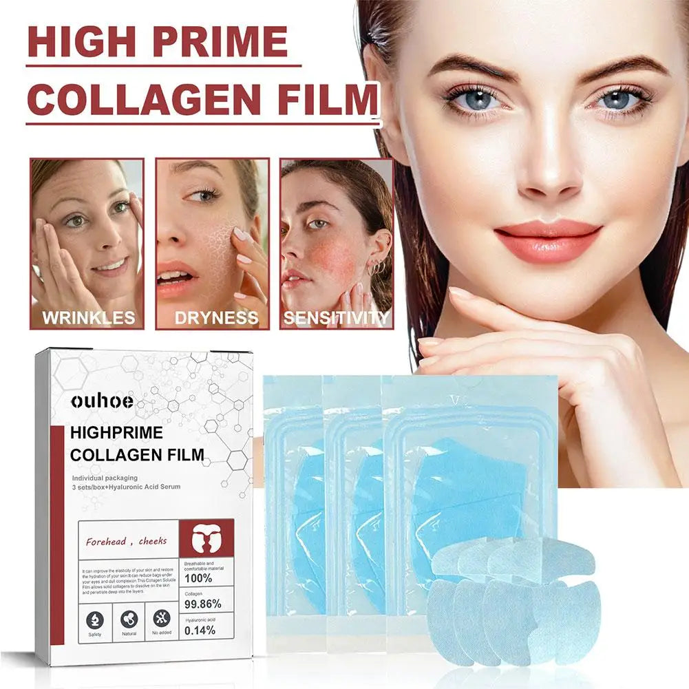 Nano Collagen Soluble Mask Cloth Forehead Film Paper Cheek Collagen Film ClothBrighten Moisturizing  SkinCare Beauty Health3pcs