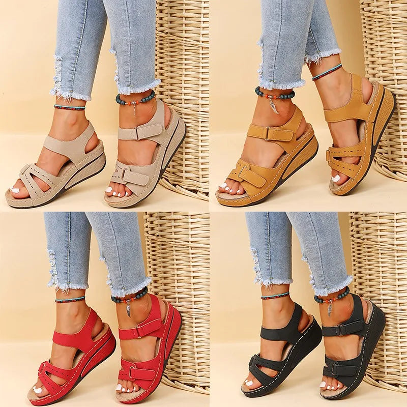 New Summer Trend Women Sandals Soft Bottom Wedge Heels Sandals Women Platform Sandalias Mujer Elegant Wedges Shoes for Women