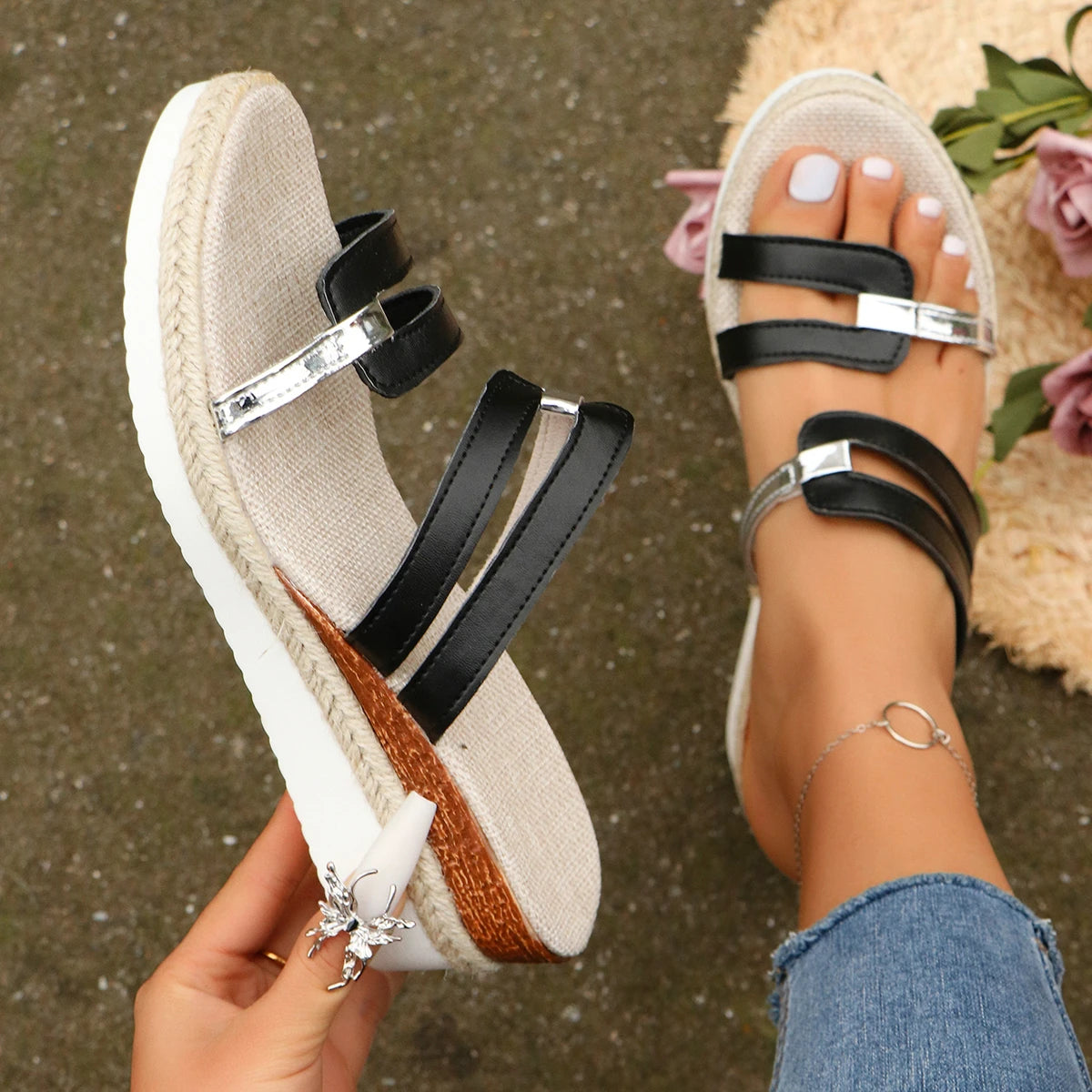 Summer New Women Fashion Sandals Comfortable Sport Sandals Open Toe Non-Slip Cut Out Soft Female Wedges Slippers Plus Size 43