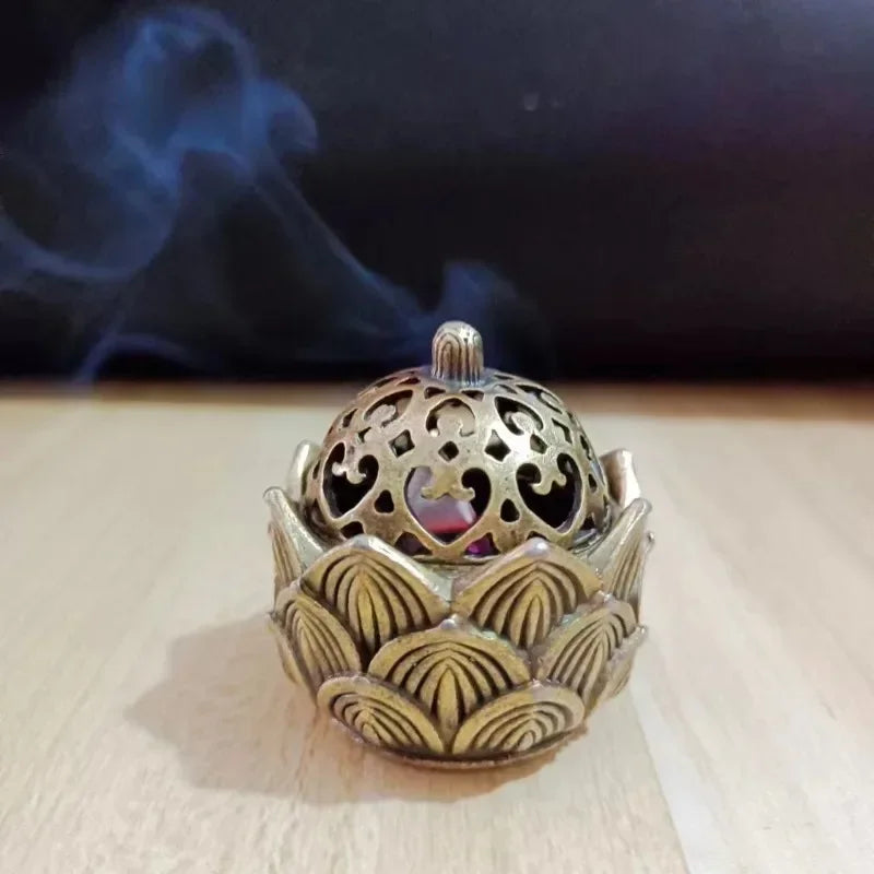 Buddhist Utensils Incense Burner Lotus Incense Censer Archaic Copper Alloy Sandalwood House Furnishings Home Office Decoration