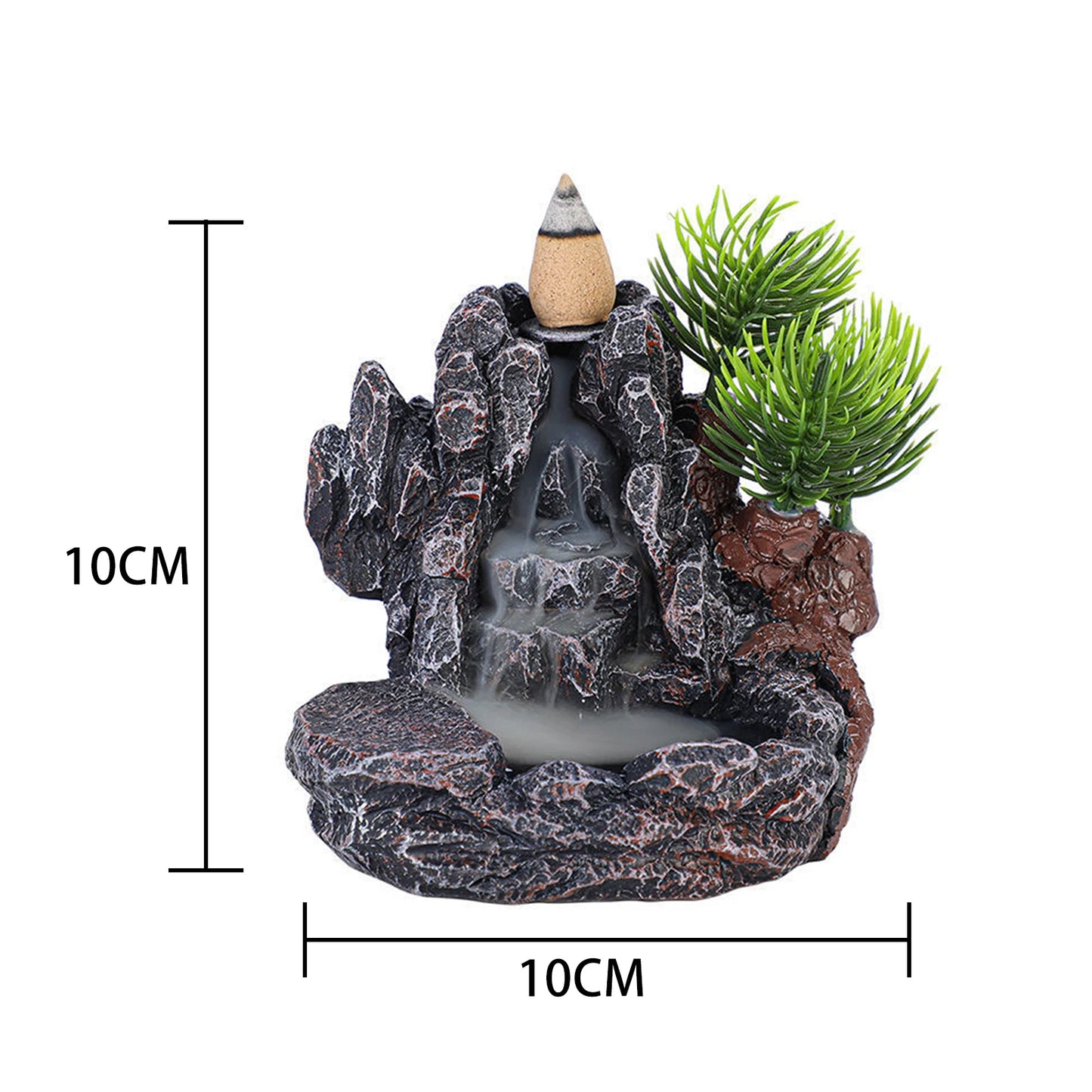 Backflow Incense Holder Mountains River Waterfall Fragrance Fireplace Aromatherapy Zen Home Decor with Backflow Incense Cones