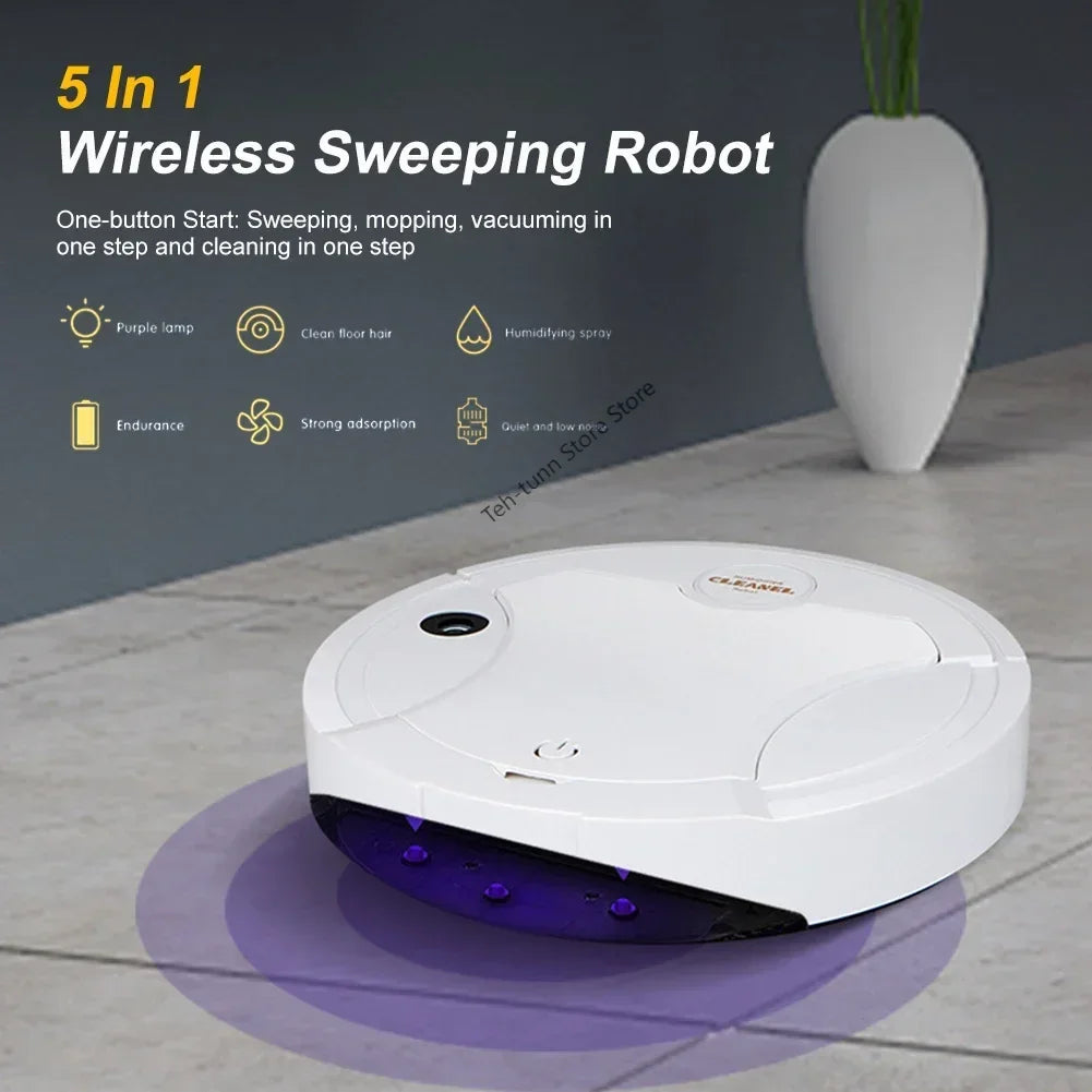 5 In 1 Wireless Sweeping Robot Vacuum Cleaner Multifunction Floor Sweeping Mopping Machine Vacuuming Humidifier Cleaning Tool