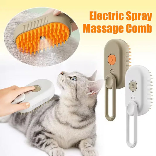 Cat Steam Brush Pet Triple Beauty Comb Dog Grooming Hair Removal Comb Electric Spray Dogs Steamy Supplies Products Home Garden