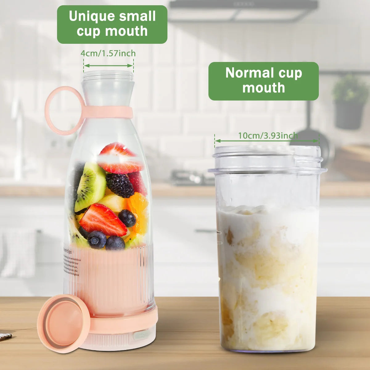 Mini Electric Juicer 380ML USB Rechargeable Fruit Juicer Portable Multifunctionl Automatic Juice Blender Cup for Travel/Home