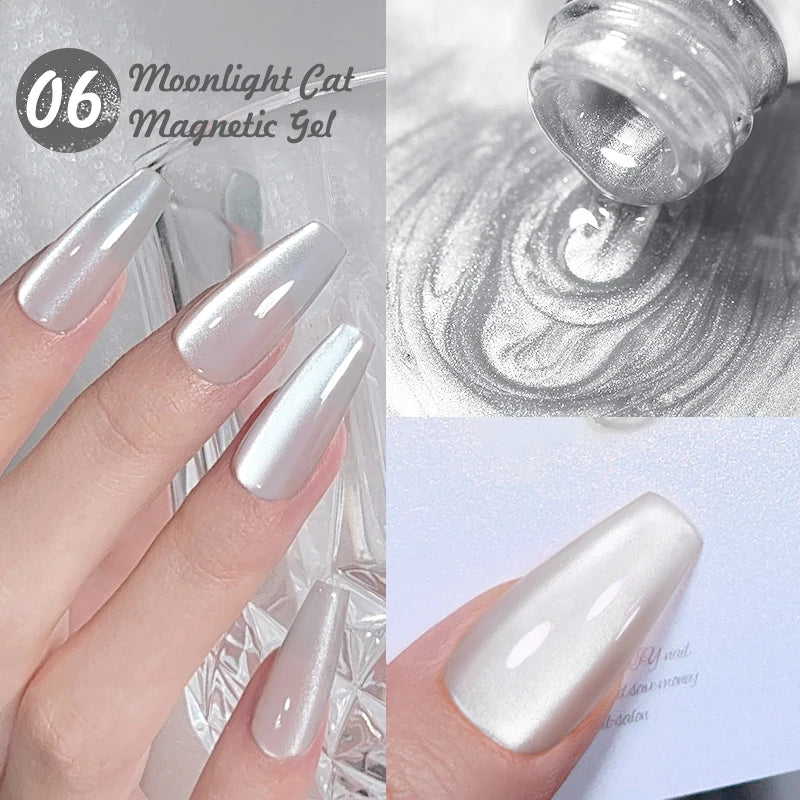BORN PRETTY 2Pcs Moonlight Cat Magnetic Gel Nail Polish Set Semi Permanent Soak Off Crystal Magnetic Gel Polish For Nail Art DIY