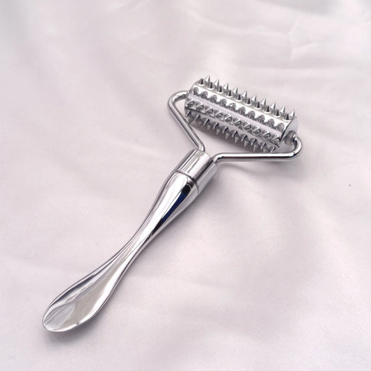 Stainless steel pointed roller spatula massage ball stone face roller massager to improve neck facial beauty skin care tool