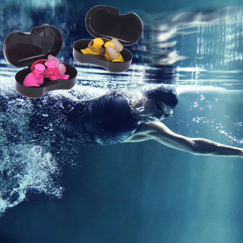 Summer Swimming Earplugs Nose Clip Silicone Waterproof Diving Ear Plugs