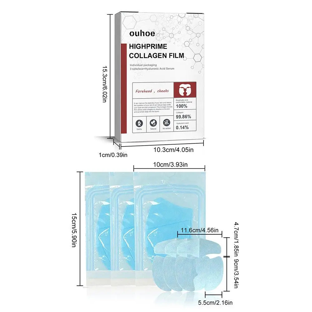 Nano Collagen Soluble Mask Cloth Forehead Film Paper Cheek Collagen Film ClothBrighten Moisturizing  SkinCare Beauty Health3pcs