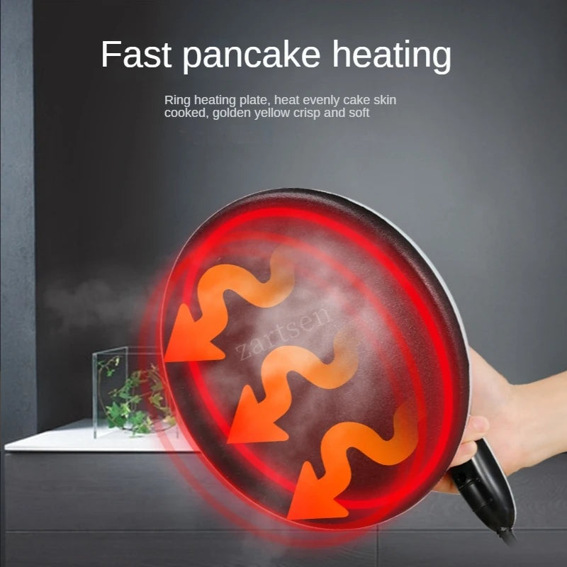 Non-stick Electric Crepe Pizza Maker Pancake Machine Griddle Baking Pan Cake Machine Kitchen Cooking Tools with Egg Beater