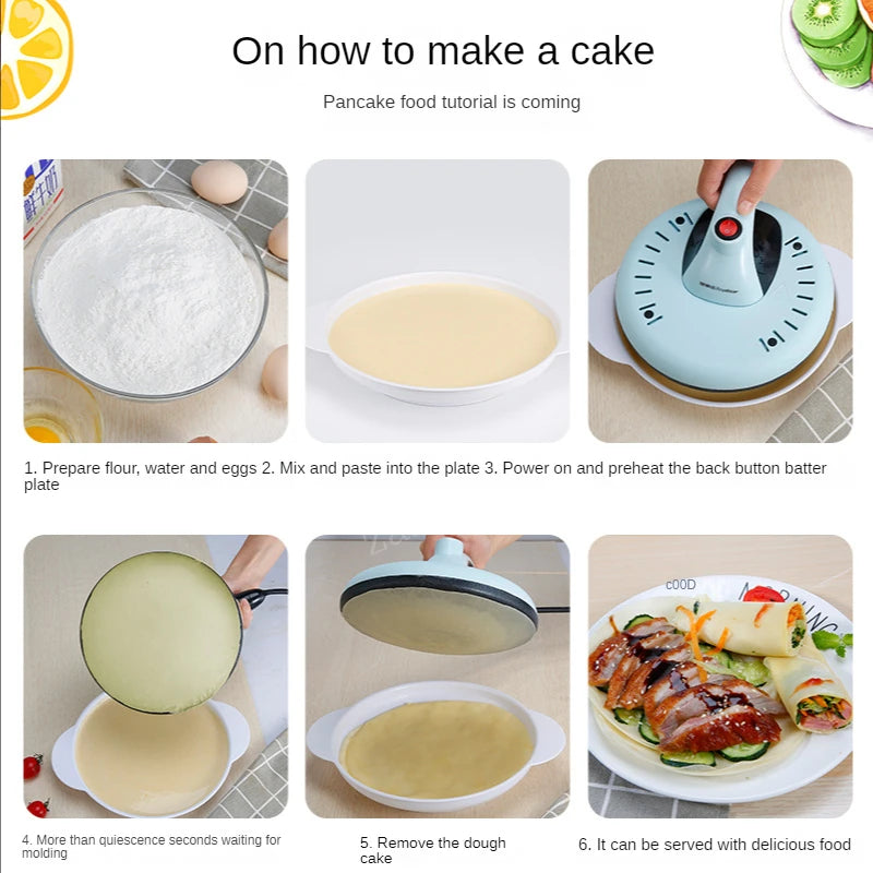 Non-stick Electric Crepe Pizza Maker Pancake Machine Griddle Baking Pan Cake Machine Kitchen Cooking Tools with Egg Beater