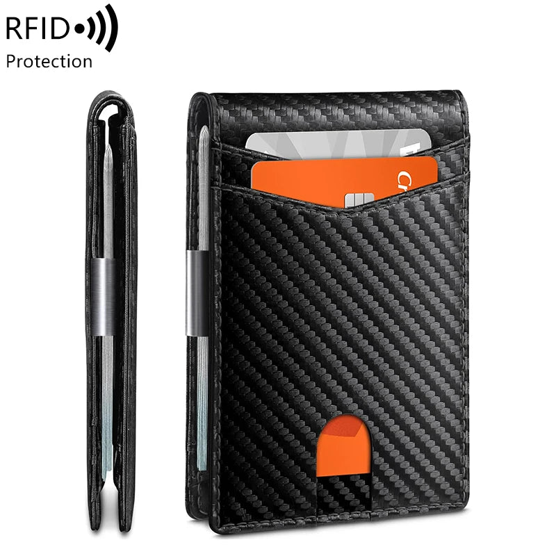 Minimalist men's RFID blocking multi-functional ultra-thin 12-card wallet, front pocket bi-fold solid color portable card holder