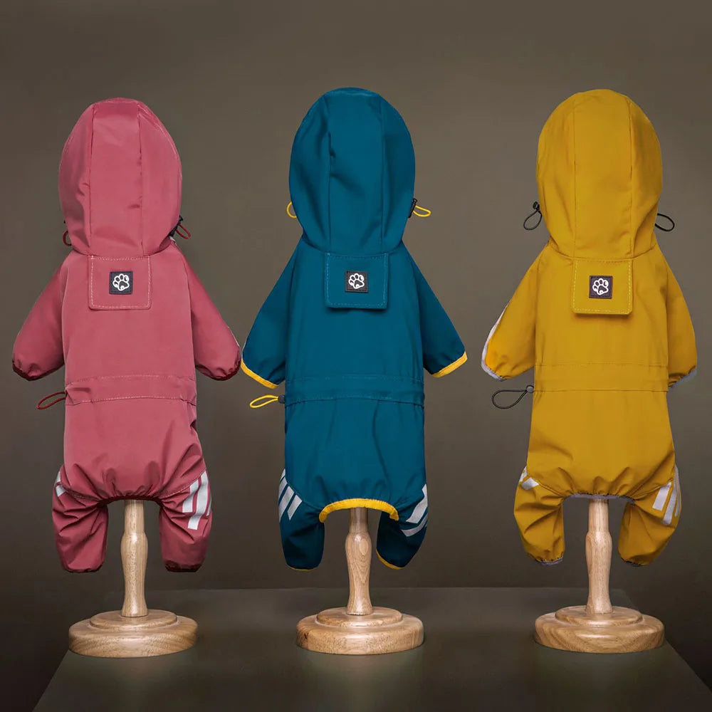 Waterproof Pet Clothes PU Dog Raincoat with Hood for Small Dogs Waterproof Reflective Cat Coat Chihuahua Jacket Poodle Overalls