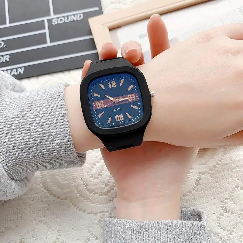 Fashion Studant Black Band Sport Quartz Watches Men Women Square Wirstwatch Casual Watch Couples Jewelry Gifts Reloj Hombre