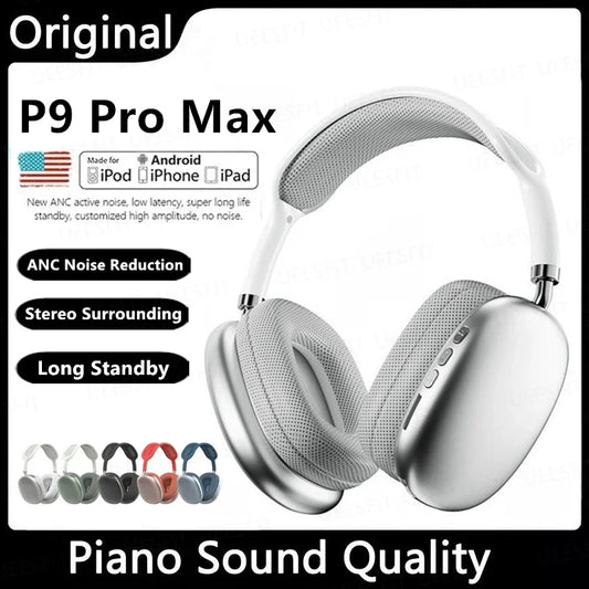P9 Wireless Bluetooth Headphones With Mic Noise Cancelling Headsets Stereo Sound Earphones Sports Gaming P9 Pro Max Supports TF