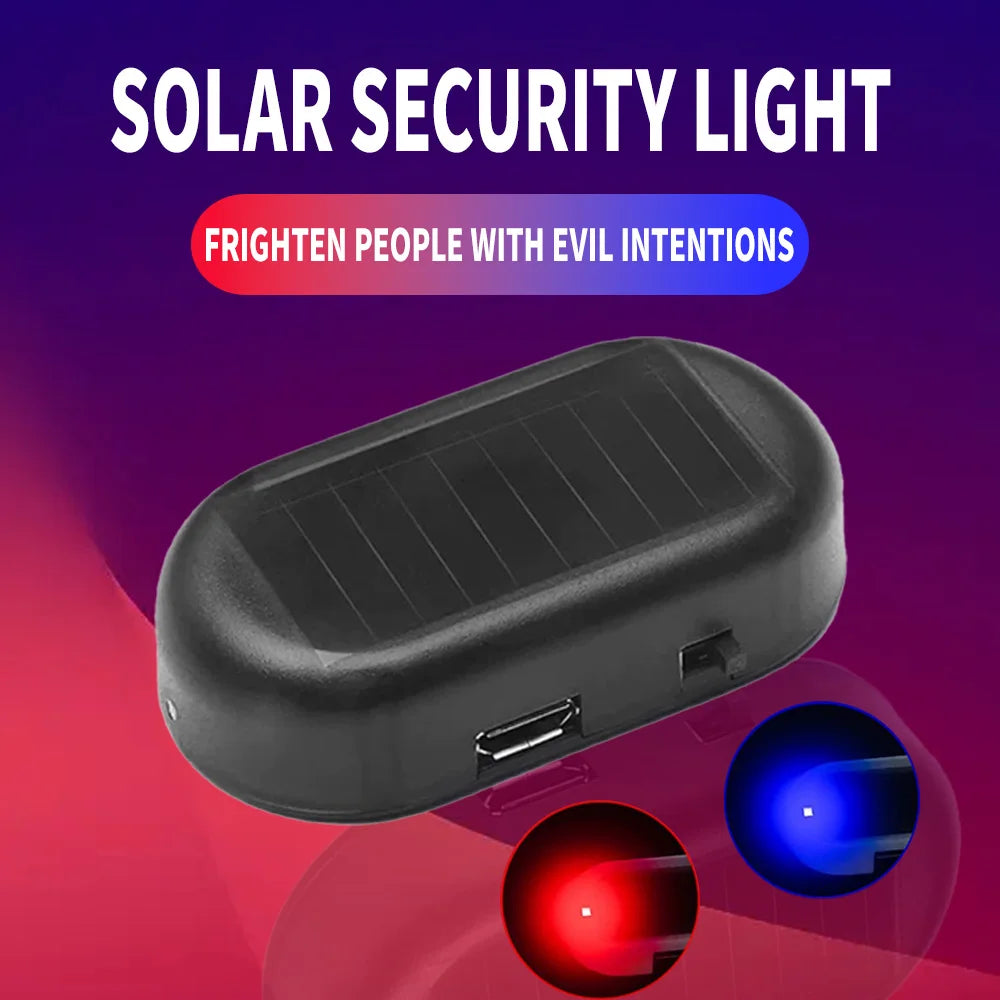 2PCS Car Fake Security Light Solar Powered Simulated Dummy Alarm Wireless Warning Anti-Theft Caution Lamp LED Flashing Lights