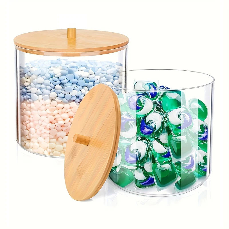 1/2Pack 36oz Laundry Detergent Pods Container For Organizing, Plastic Laundry Organization And Storage Bathroom Jar Container