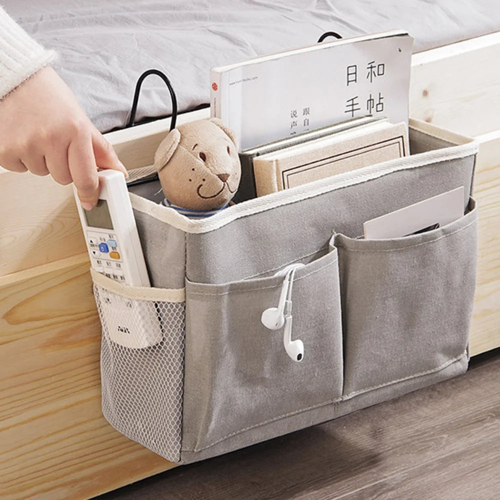 Creative Canvas Storage Hanging Bag Home Bedside Pockets Storage Bag Dormitory Books Snacks Ipad Sundries Organizer
