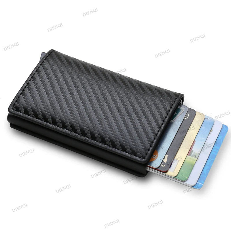 Rfid Aluminum Men Wallet Card Holders Purse Carbon Fiber Men Business Slim Thin Smart Wallet Credit Cardholder Case Note Holder