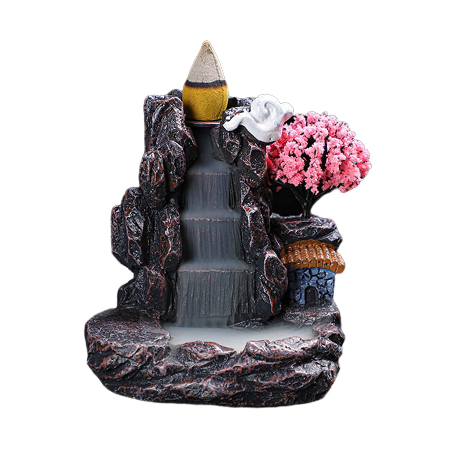 Backflow Incense Holder Mountains River Waterfall Fragrance Fireplace Aromatherapy Zen Home Decor with Backflow Incense Cones