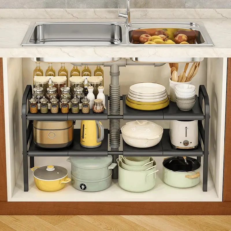 Shelf Under The Sink Flexible Layered Rack Cabinet Organizer Sundries Telescopic Holder Countertop Storage Rack Under Sink Shelf