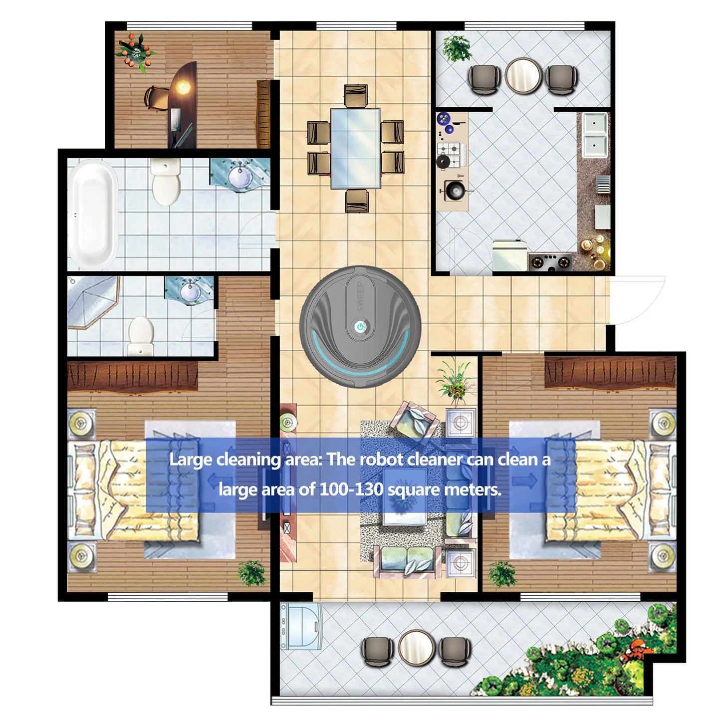 Lightweight Smart Robotic Vacuum Cleaner Robot Vacuum Cleaner Multi-Mode Portable Vacuum Cleaner for Dust Pet Hair Dirt Home