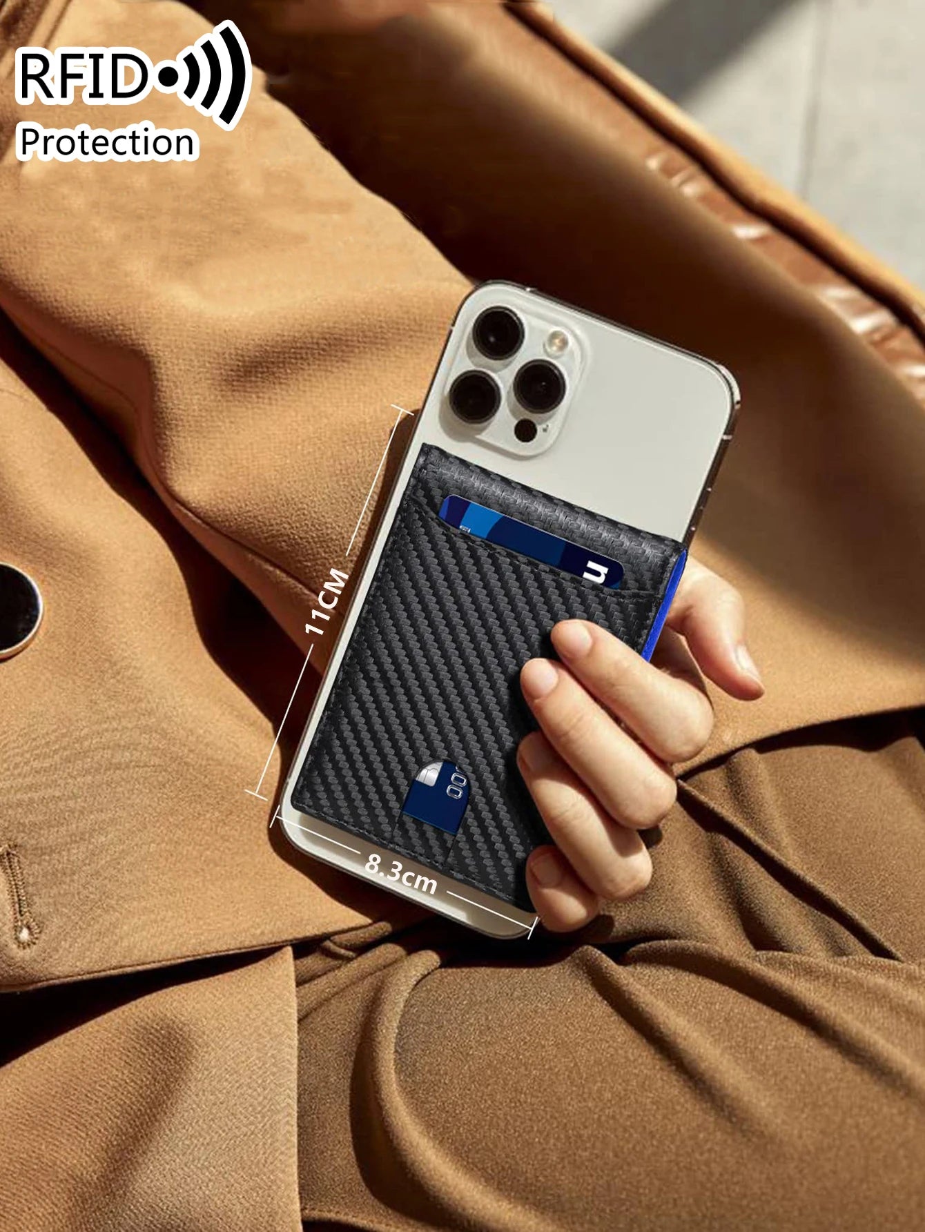 Minimalist men's wallet multifunctional RFID blocking front pocket portable card holder solid color large capacity 11 cardwallet