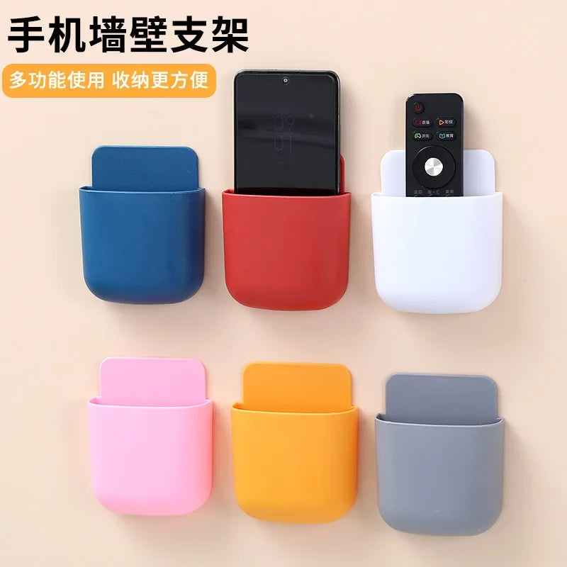 Wall Mounted Storage Box Mobile Phone Plug Holder Stand Rack Remote Control Storage Organizer Case Gadgets for Home