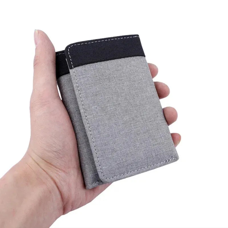 Men Canvas Wallet with ID Photo Holders Card Holder Wallet Case 8 Slots Hasp Male Purse Mini Three-fold Men Wallet