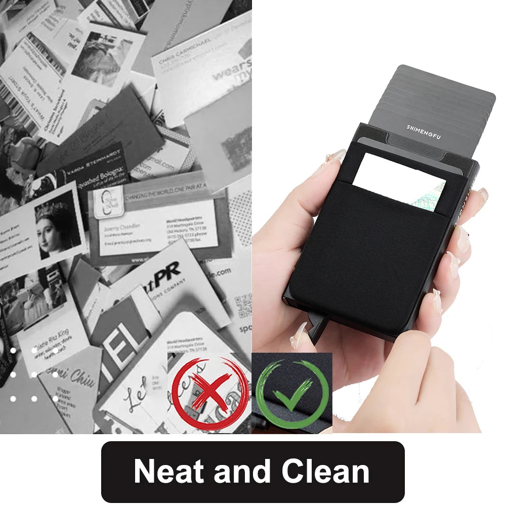 Pop-Up Card Holder RFID Protection Slim Aluminum Men Wallet Elasticity Back Pouch ID Credit Case Travel Cardholder Women Purse