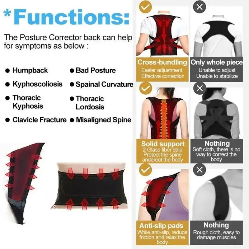 Adjustable Back Posture Corrector For Boys And Girls Relieves Back Pain With Breathable Shoulder Straps And Waist Belt