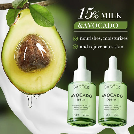 30ml SADOER Avocado Milk Beauty Face Serum Hydrating Hyaluronic Acid Essence Moisturizing Tender Firming Skin Korea Skincare