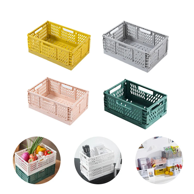 Plastic Foldable Storage Crate Folding Box Basket Stackable Makeup Jewellery Toys Boxes For Storage Case Organizer