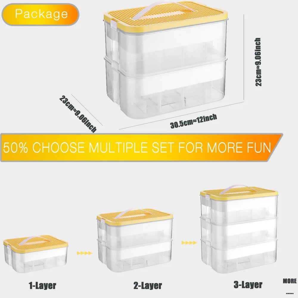 Stackable Lego Toy Storage Box Plastic Building Block Organizer Jigsaw Puzzle Container Compartment Holder Kidroom Toy Organizer