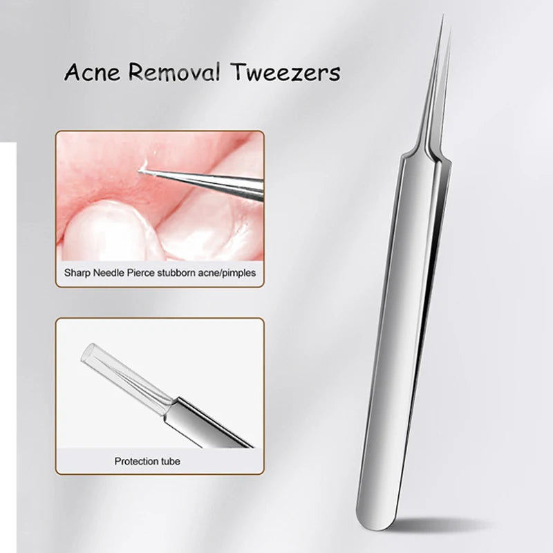 Two-sided Blackhead Remover Spatula Nose Face Blemish Pore Cleaner Blackhead Clip Tweezers Beauty Face Health Salon Tool