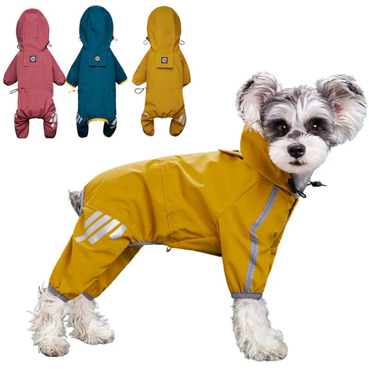 Waterproof Pet Clothes PU Dog Raincoat with Hood for Small Dogs Waterproof Reflective Cat Coat Chihuahua Jacket Poodle Overalls