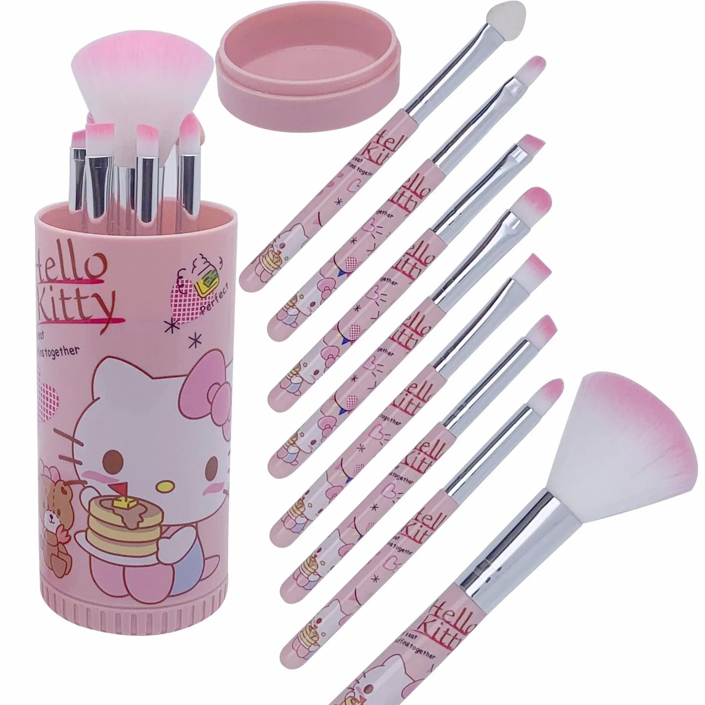8pcs/box Sanrio Hello Kitty Makeup Brush Set Anime Card Set Print Beginner Blush Eyebrows Lip Brush Eyeshadow Brush Beauty Tool
