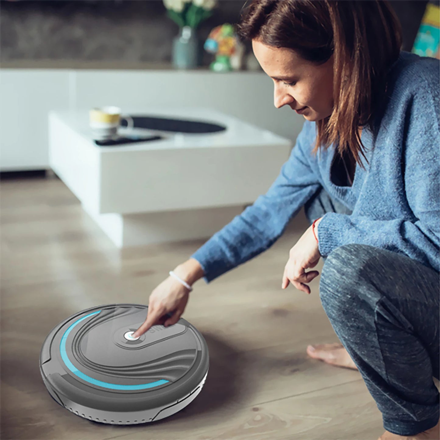 Lightweight Smart Robotic Vacuum Cleaner Robot Vacuum Cleaner Multi-Mode Portable Vacuum Cleaner for Dust Pet Hair Dirt Home