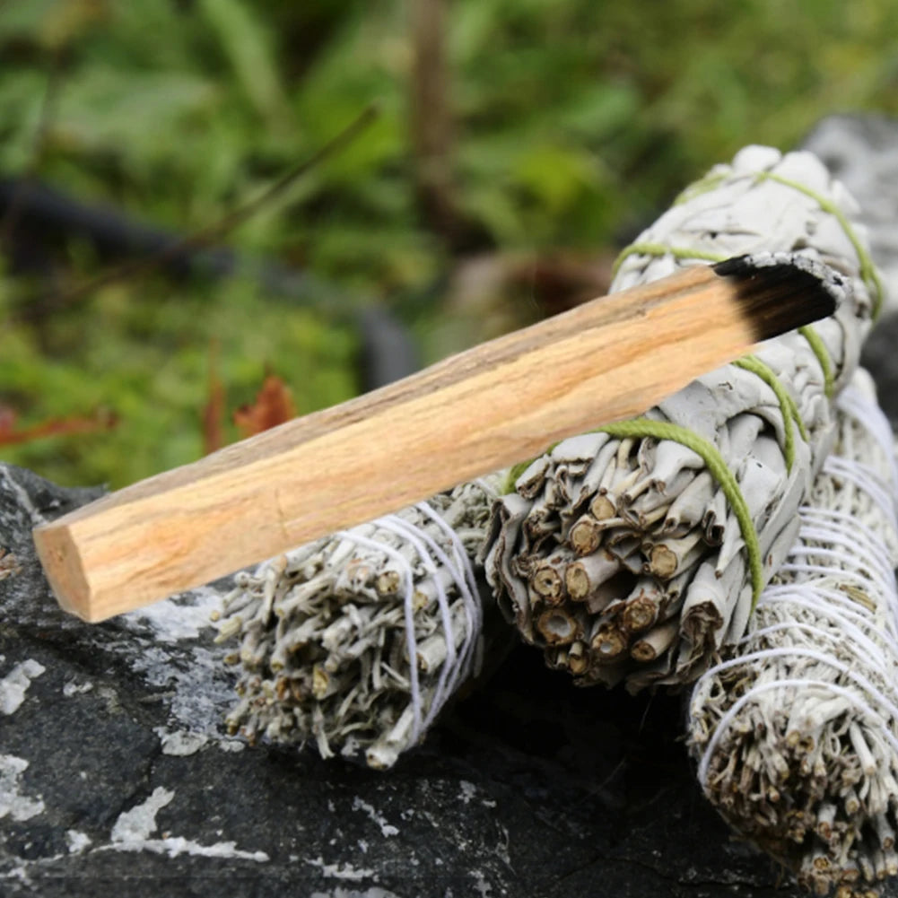 White Sage Bundles Pure Leaf Smoking Wood Incense Stick Spiritual Meditation Indoor Purification Soothes Nerves Energy Cleansing