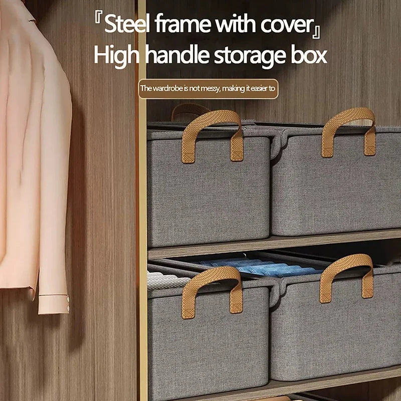 Steel Frame Folding Storage Boxes Dust-proof Moisture-proof Clothes Trousers Socks Home Organization Drawer Wardrobe Storage Box