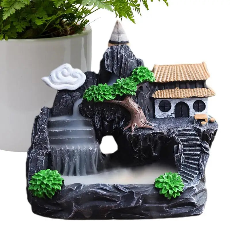 Waterfall Incense Burner Holder Mountains River Stick Holder Buddhism Aroma Backflow Incense Cones For Home Office House Decor
