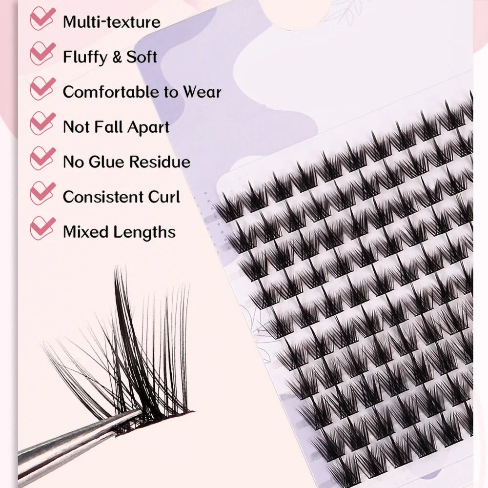 False Eyelashes Individual Lash Clusters Manga Fluffy Soft Natural Anime Lashes Extension Supplies Beauty Makeup Product Kit
