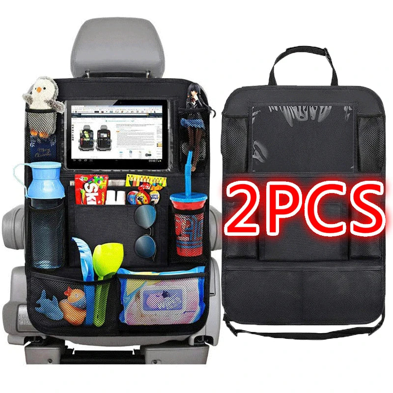 1pc/ 2pcs Car Seat Back Organizer 9 Storage Pockets with Touch Screen Tablet Holder Protector for Kids Children Car Accessories