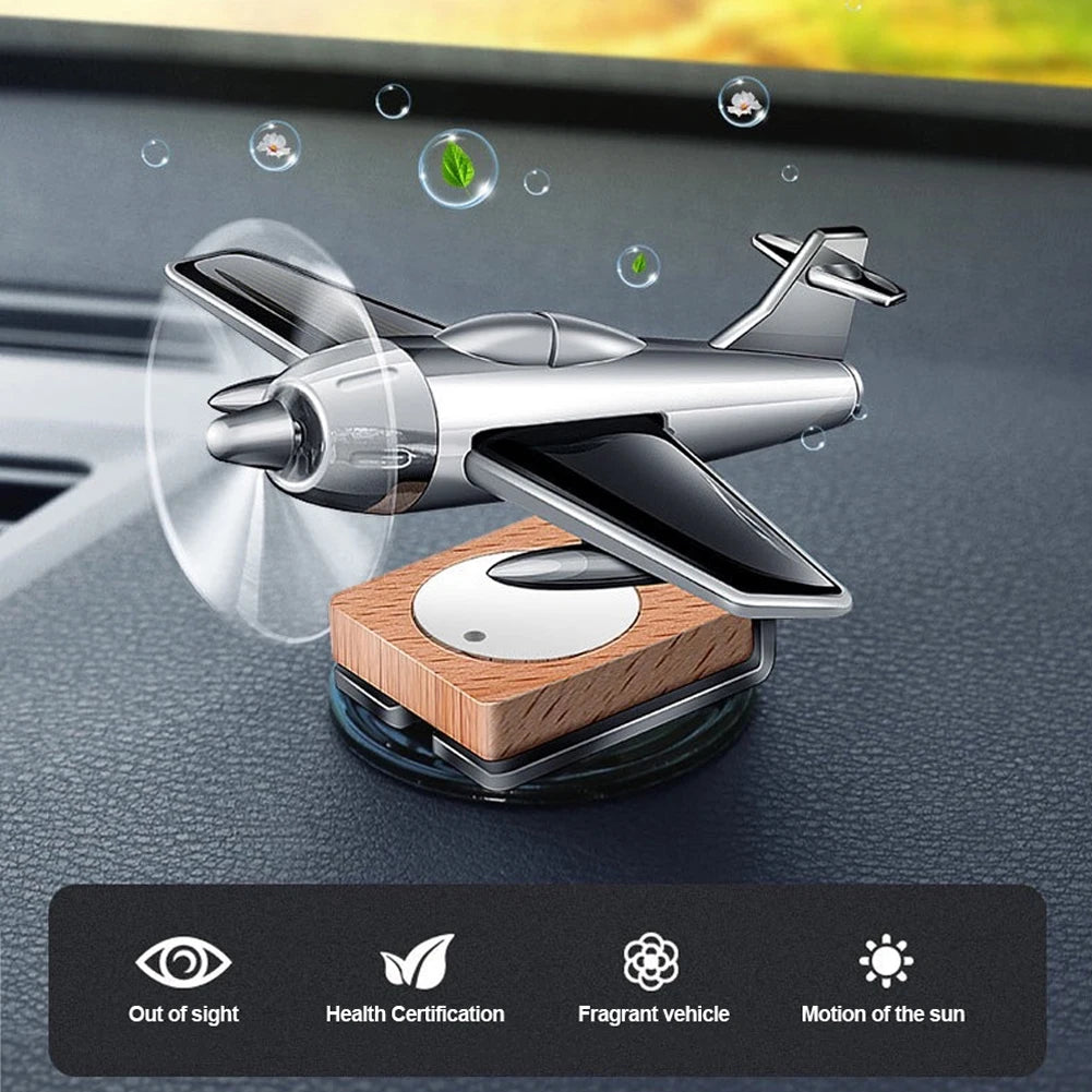 Car Perfume Solar Rotating Mini Aircraft Decoration Car Air Freshener Car Decorative Accessories Car Odor Eliminator