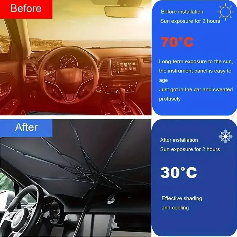 Automobile Windshield Sunshade Upgraded V-Design Car Sun Umbrella Innovative Telescopic Sun Visor For Heat Insulation Shade Prot