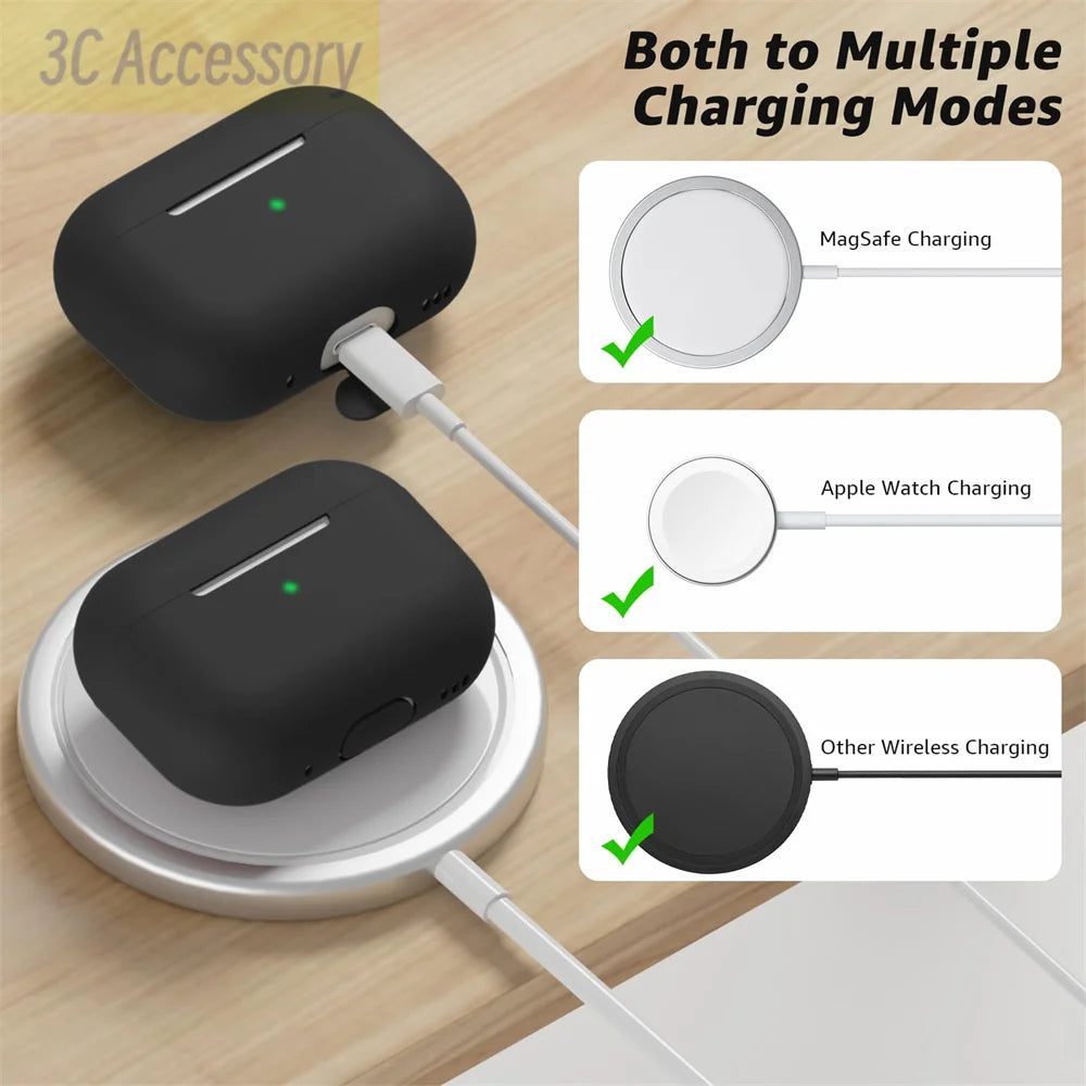 For 2022 Apple  AirPods Pro 2 protective case soft skins case with cleaning kit and lanyard  For AirPod Pro [visible front LED]