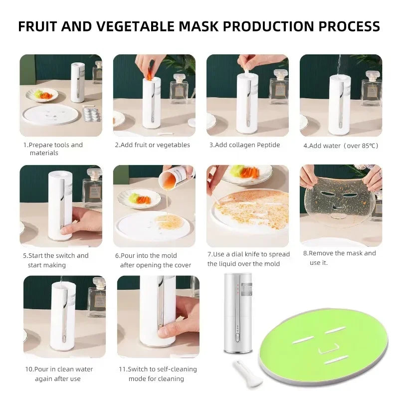 2 In 1 Facial Mask，Maker Blender，Juicer Smart Self-made Natural Vegetable Collagen Fruit Mask Home Used Facial SPA Beauty Device